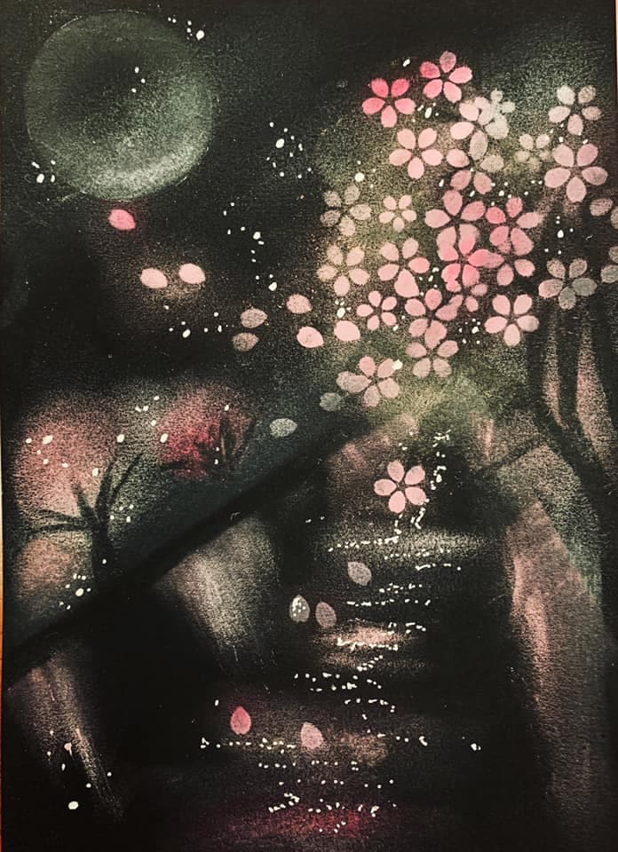輕粉彩- 河邊夜櫻